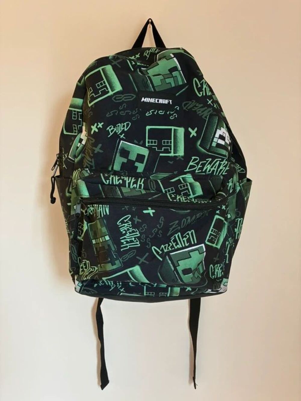 Bioworld Minecraft Creeper Zombie Enderman Heads Black Green Backpack
